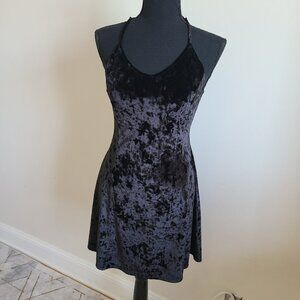 Black Velvet Mini Dress Small Goth Witch Y2K 90s Party Halloween